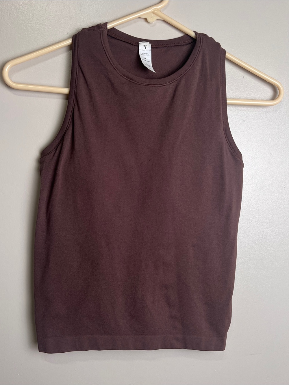 Yogalicious Carrie Tank Top Cropped Sports Bra Brown Size M, EUC